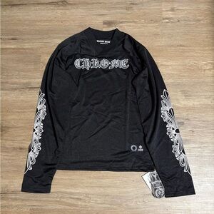 Chrome Hearts Black Long Sleeve Tee with White Accents
